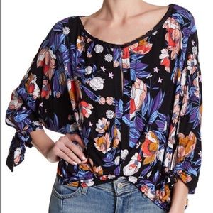 Free People Floral Patterned Keeping On Tee Top